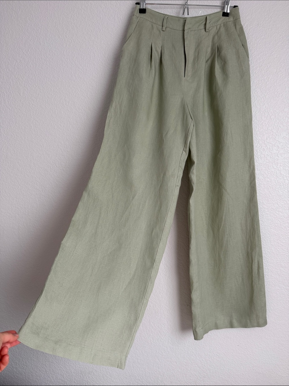 Emory Park Light Sage Green Wide-Leg 100% Linen Pants